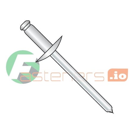 Newport Fasteners Blind Rivet, Large Flanged Head, 1/8 in Dia., 0.275 in L, Stainless Steel Body, 10000 PK 731980